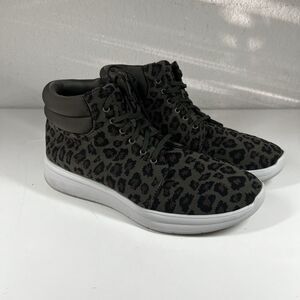 Size 11 CLOUDSTEPPERS by Clarks Washable Knit Boots Ezera Tie Leopard